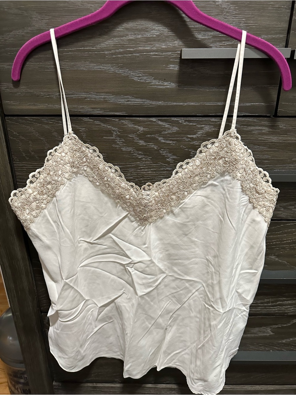 GAP Cream Lace-Trim Satin Cami